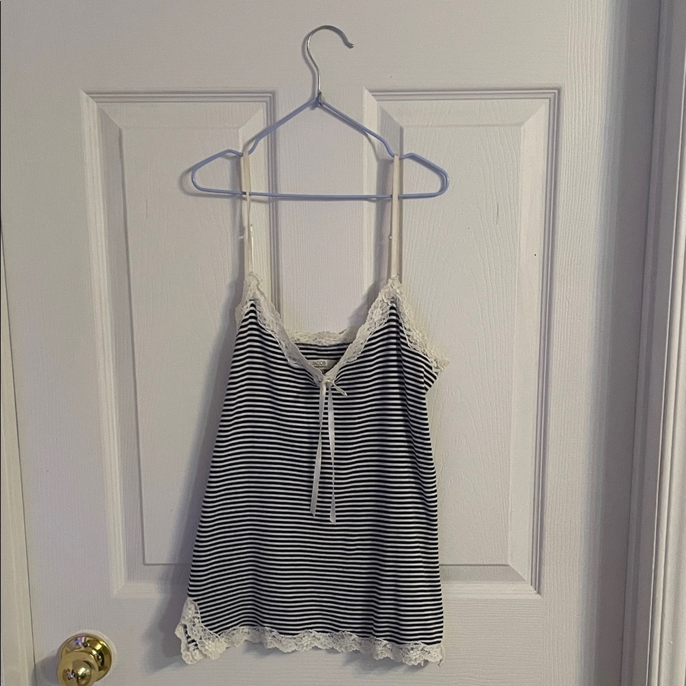 🤍🖤 JACOB Stripped Lace Cami ✨ Y2K ✨ Size M - Picture 7 of 10